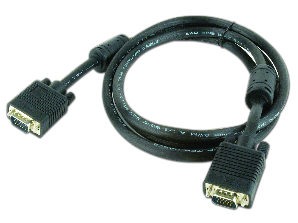 Cable VGA CC-PPVGA-6B, 1.8 m, Premium VGA HD15M/HD15M dual-shielded w/2*ferrite core, Black