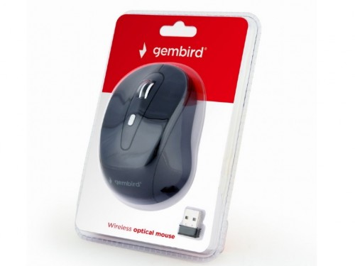 Wireless Mouse Gembird MUSW-6B-01, Optical, 800-1600 dpi, 6 buttons, Ambidextrous, 2xAAA, Black