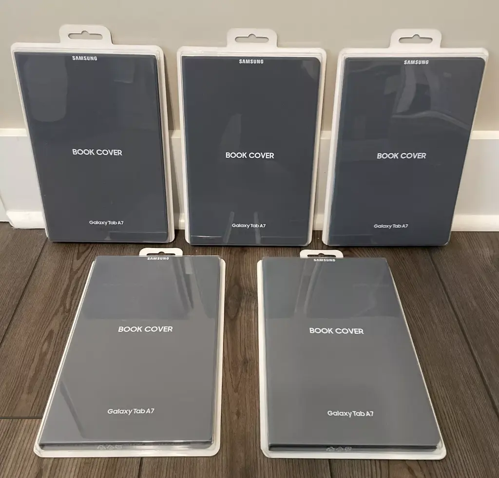 LOT OF 5 -Genuine Samsung Galaxy Tab A7 Book Cover Dark Gray Case Stand EF-BT500