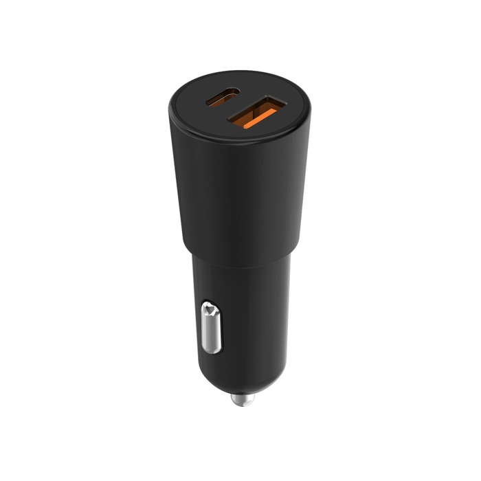Faster Car-Charge Type-C, USB-A, Black.