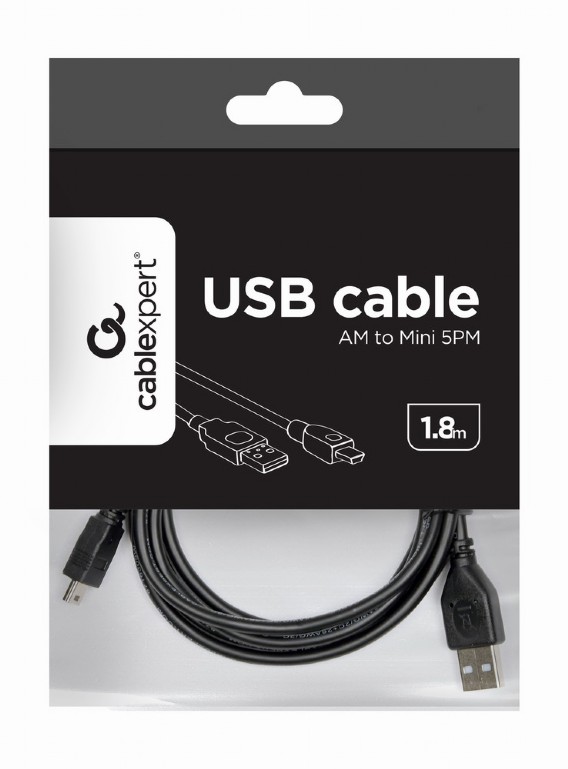 USB 2.0 A-plug Mini 5PM 6ft cable CCP-USB2-AM5P-6