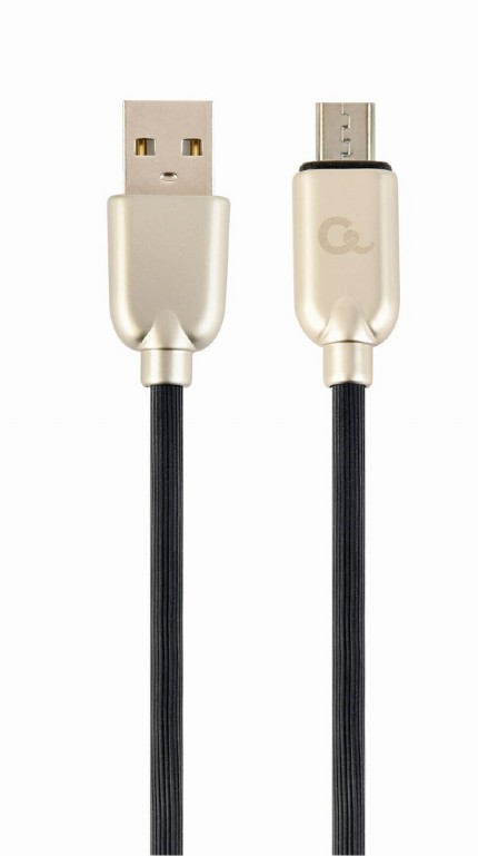 Premium rubber Micro-USB charging and data cable, 2 m, black