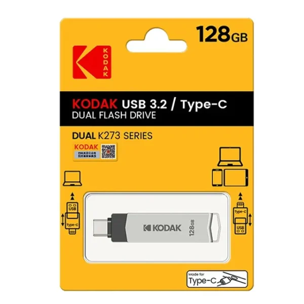 128GB USB 2.0 KODAC Dual Flsh Drive USB-A 3.2 / Type-C K273