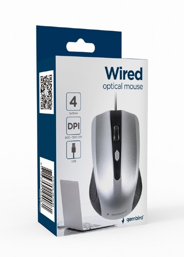 Mouse Gembird MUS-4B-01, Optical, 800-1200 dpi, 4 buttons, Ambidextrous, Black, USB