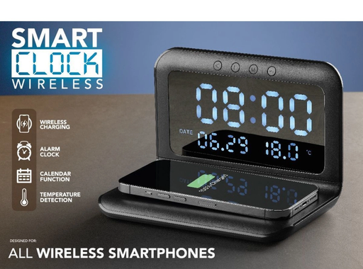 Ceas cu alarmă Cellularline, with Wireless Charging, Negru