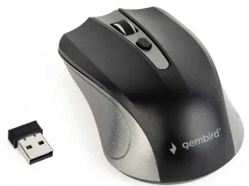 Wireless Mouse Gembird MUSW-4B-04-BG Optical 800-1600 dpi 4 buttons, Ambidextrous, 2xAAA, Black/Grey
