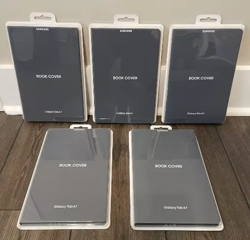 LOT OF 5 -Genuine Samsung Galaxy Tab A7 Book Cover Dark Gray Case Stand EF-BT500