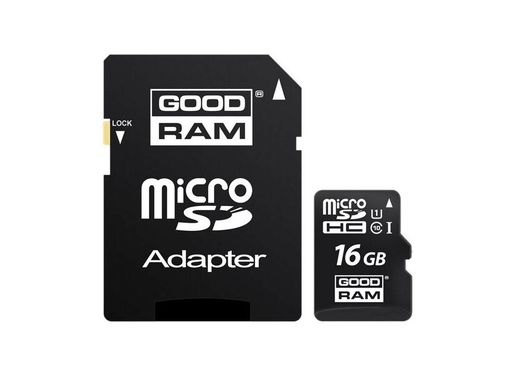 16GB MicroSD Card + SD Adapter GoodRAM M1AA-0160R12 Class 10