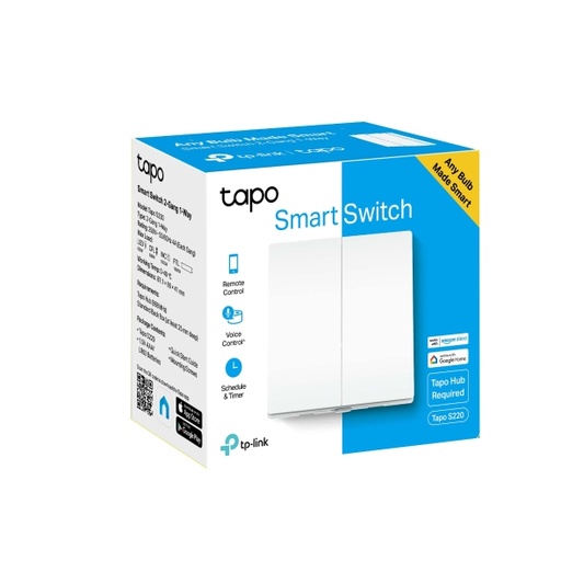 TP-Link Wireless Smart LightSwitch Tapo S220 White, 2-Gang