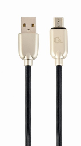 Premium rubber Micro-USB charging and data cable, 2 m, black