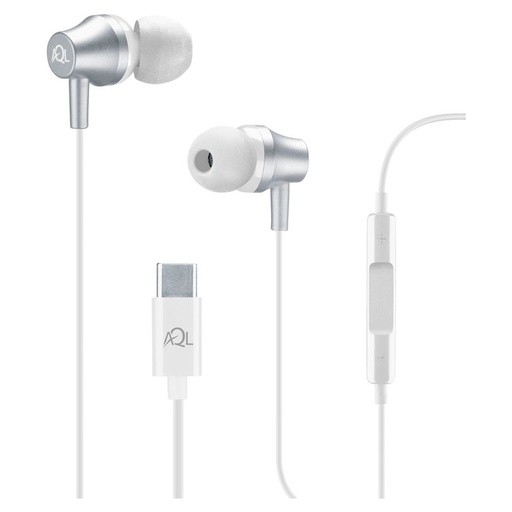 Căști cu microfon Cellularline - AQL Spiral USB-C, albe