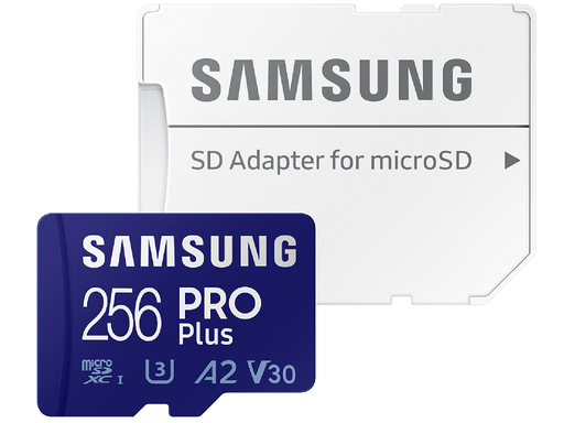 256GB MicroSD (Class 10) UHS-I (U3) +SD adapter, Samsung PRO Plus "MB-MD256SA"