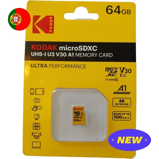 64GB MicroSD KODAC microSDXC UHS-I U3 V30 A1