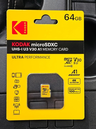 Flash Kodak 64 GB microSDXC UHS-I U3 V30 A1 memory card